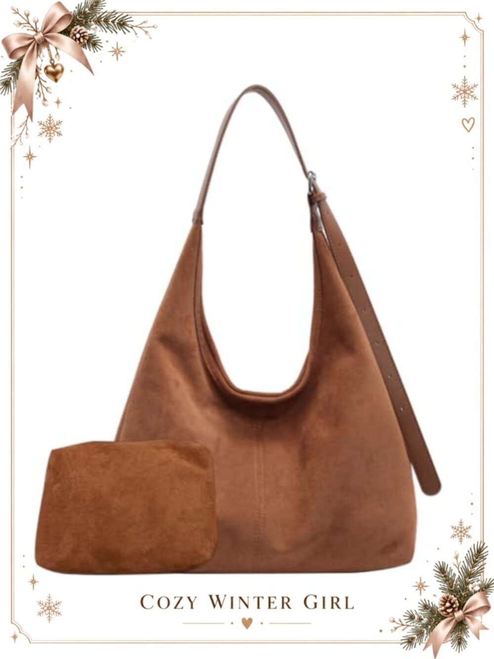 Hobo Bag Suede Shoulder Bag Magnetic Buckle Handbag Travel Work